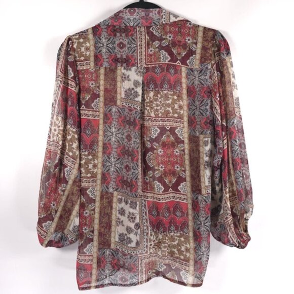 NWT HAVER LONDON Chiffon Floral‎ Button Down Shirt 2 Ways Untied Tied Size S/P - Picture 2 of 11